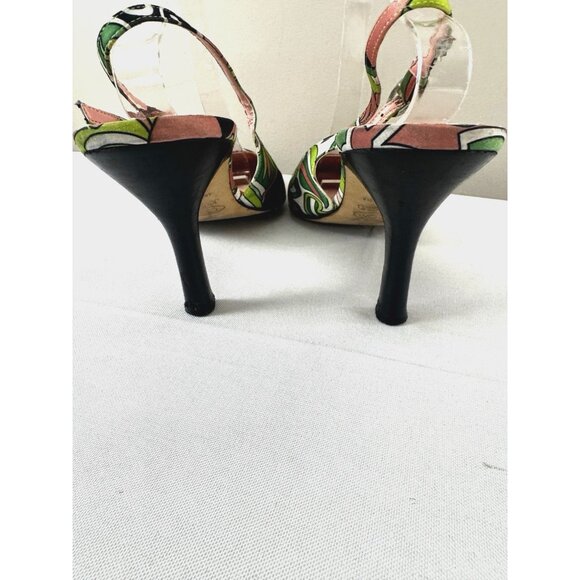 Circa Joan & David Pink-Green Slingback Heels Women’s Size 10M Retro Discocore - Picture 8 of 16